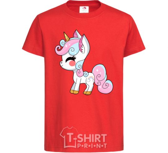 Kids T-shirt Cute unicorn red фото