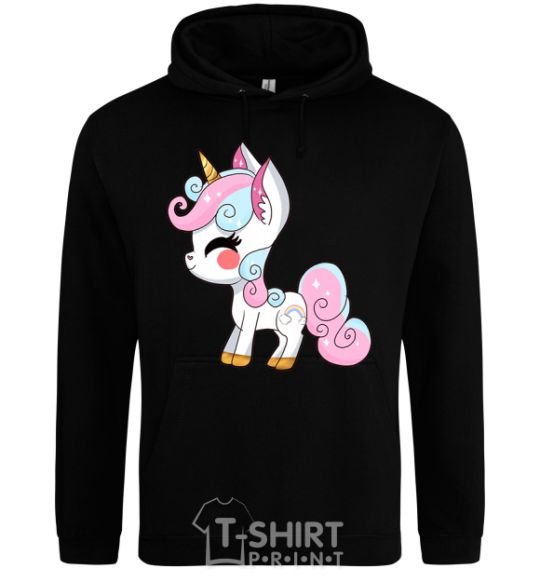 Мужская толстовка (худи) Cute unicorn Черный фото