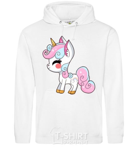 Men`s hoodie Cute unicorn White фото