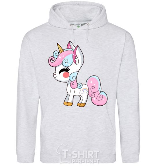 Men`s hoodie Cute unicorn sport-grey фото