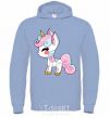 Men`s hoodie Cute unicorn sky-blue фото