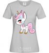 Women's T-shirt Cute unicorn grey фото