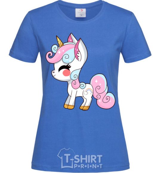 Women's T-shirt Cute unicorn royal-blue фото