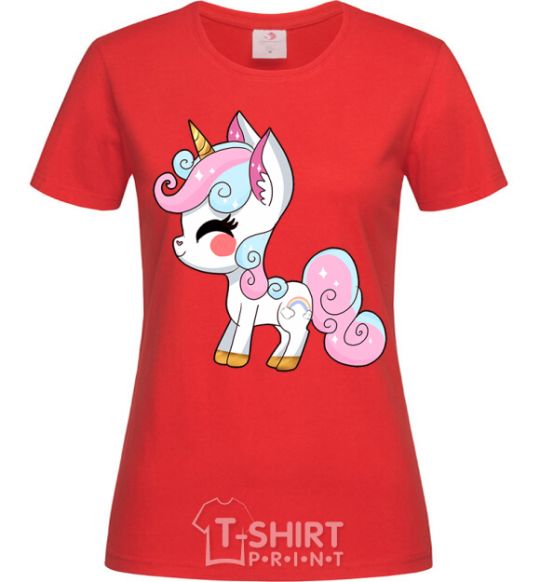 Women's T-shirt Cute unicorn red фото