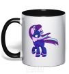 Mug with a colored handle Purple unicorn black фото