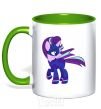 Mug with a colored handle Purple unicorn kelly-green фото