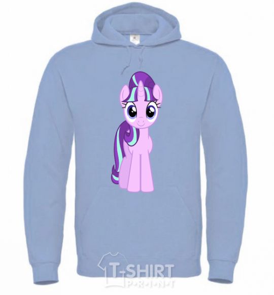 Men`s hoodie Unicorn smile sky-blue фото