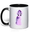 Mug with a colored handle Unicorn smile black фото
