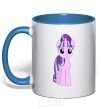 Mug with a colored handle Unicorn smile royal-blue фото
