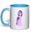 Mug with a colored handle Unicorn smile sky-blue фото