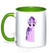 Mug with a colored handle Unicorn smile kelly-green фото