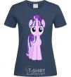 Women's T-shirt Unicorn smile navy-blue фото