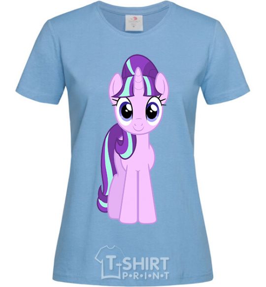 Women's T-shirt Unicorn smile sky-blue фото