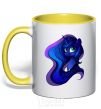 Mug with a colored handle Magic unicorn yellow фото