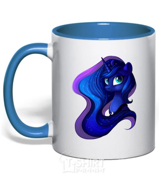 Mug with a colored handle Magic unicorn royal-blue фото