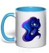 Mug with a colored handle Magic unicorn sky-blue фото