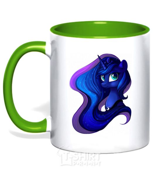 Mug with a colored handle Magic unicorn kelly-green фото