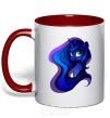 Mug with a colored handle Magic unicorn red фото