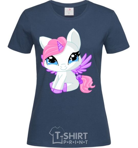 Women's T-shirt Anime unicorn navy-blue фото