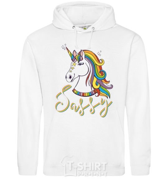 Мужская толстовка (худи) Sassy unicorn Белый фото