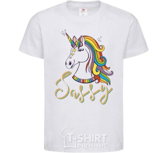 Детская футболка Sassy unicorn Белый фото