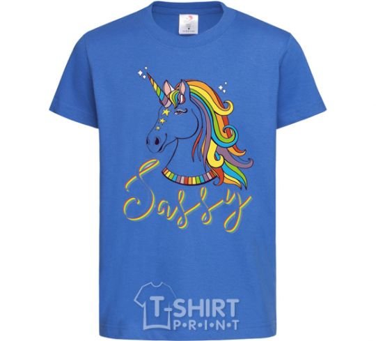 Детская футболка Sassy unicorn Ярко-синий фото