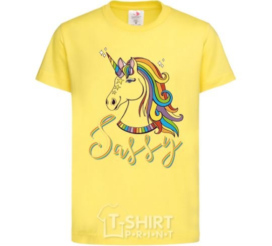 Kids T-shirt Sassy unicorn cornsilk фото