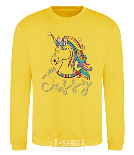 Sweatshirt Sassy unicorn yellow фото