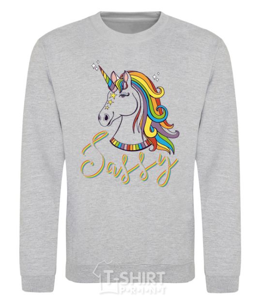 Свитшот Sassy unicorn Серый меланж фото