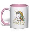 Чашка с цветной ручкой Sassy unicorn Нежно розовый фото