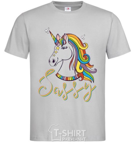 Мужская футболка Sassy unicorn Серый фото