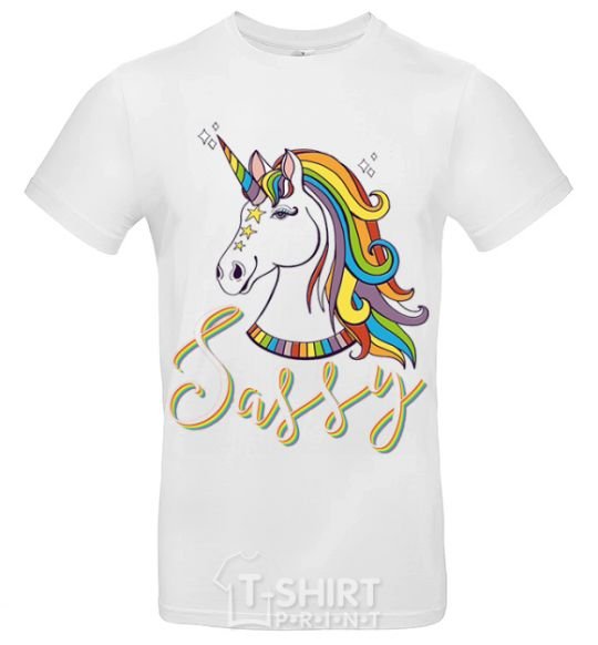 Мужская футболка Sassy unicorn Белый фото