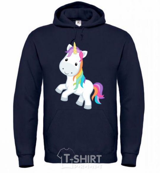 Men`s hoodie Unicorn emoji navy-blue фото