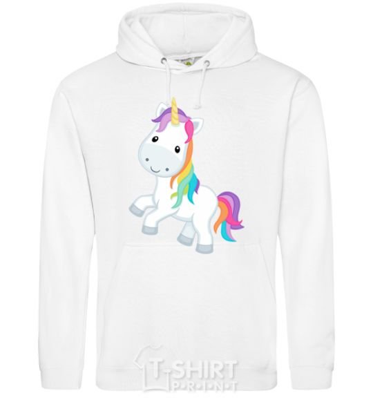 Men`s hoodie Unicorn emoji White фото