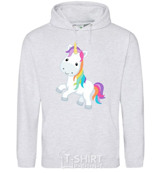 Men`s hoodie Unicorn emoji sport-grey фото