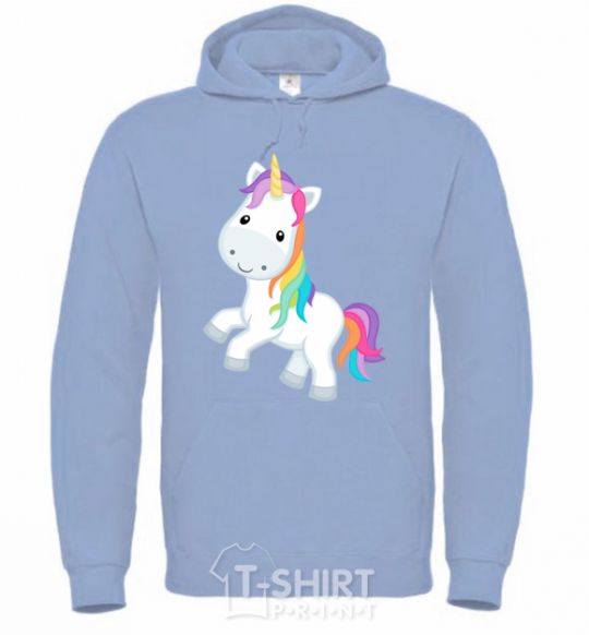 Men`s hoodie Unicorn emoji sky-blue фото