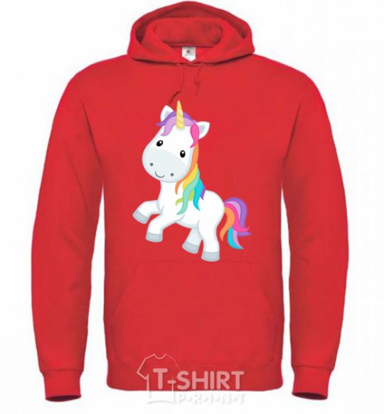 Men`s hoodie Unicorn emoji bright-red фото