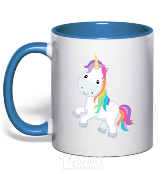 Чашка с цветной ручкой Unicorn emoji Ярко-синий фото