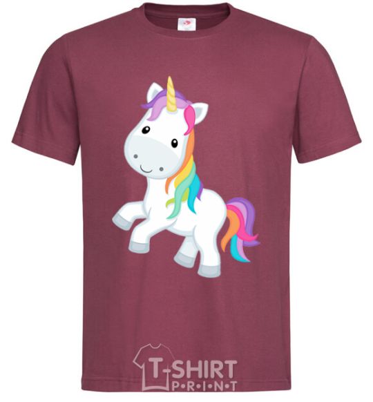 Men's T-Shirt Unicorn emoji burgundy фото