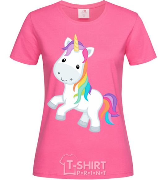 Женская футболка Unicorn emoji Ярко-розовый фото