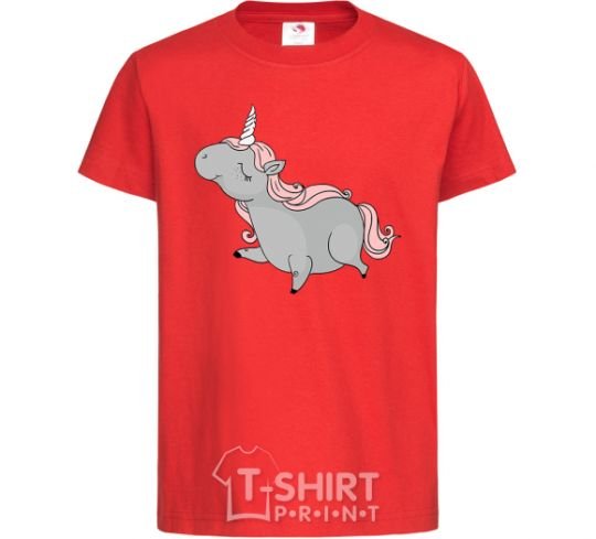 Kids T-shirt Grey unicorn red фото