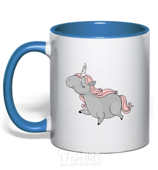 Чашка с цветной ручкой Grey unicorn Ярко-синий фото