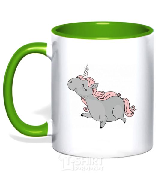 Чашка с цветной ручкой Grey unicorn Зеленый фото