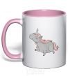 Чашка с цветной ручкой Grey unicorn Нежно розовый фото