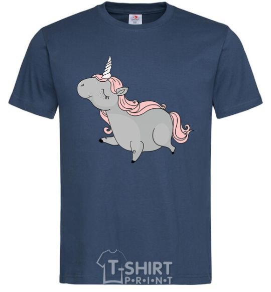 Men's T-Shirt Grey unicorn navy-blue фото