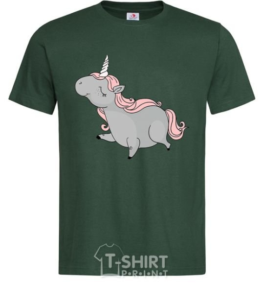 Men's T-Shirt Grey unicorn bottle-green фото