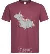 Men's T-Shirt Grey unicorn burgundy фото