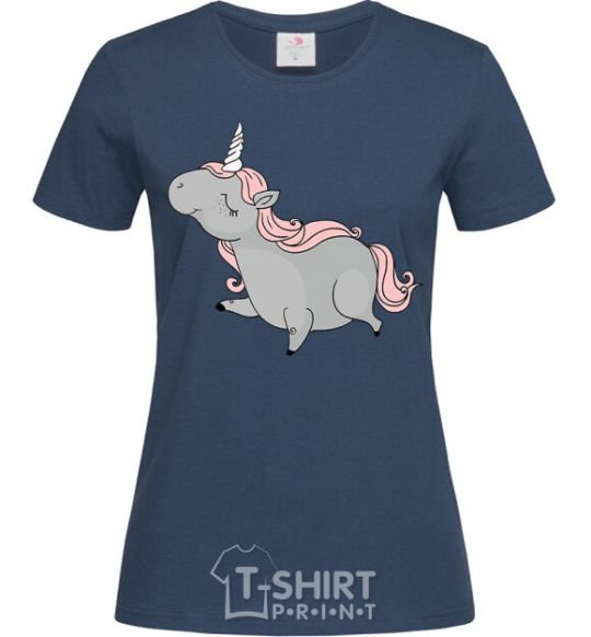 Women's T-shirt Grey unicorn navy-blue фото