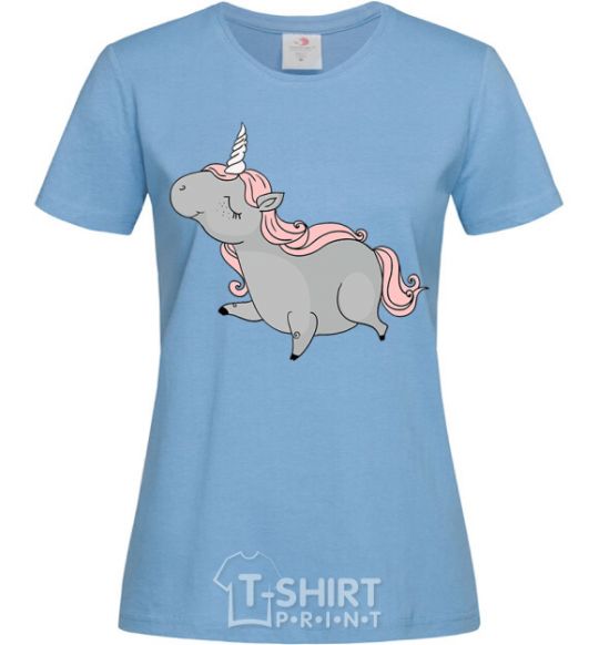 Women's T-shirt Grey unicorn sky-blue фото