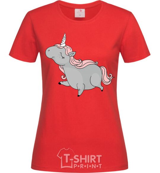 Women's T-shirt Grey unicorn red фото